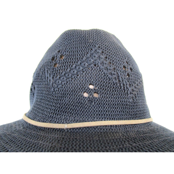 Tahari Navy Blue Polyester Knit Wide Brim Fedora Hat Women One Size - Picture 5 of 8